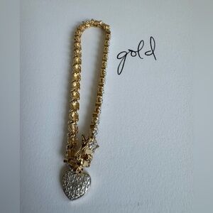 18k Gold over Silver Diamond Accent Heart Bracelet